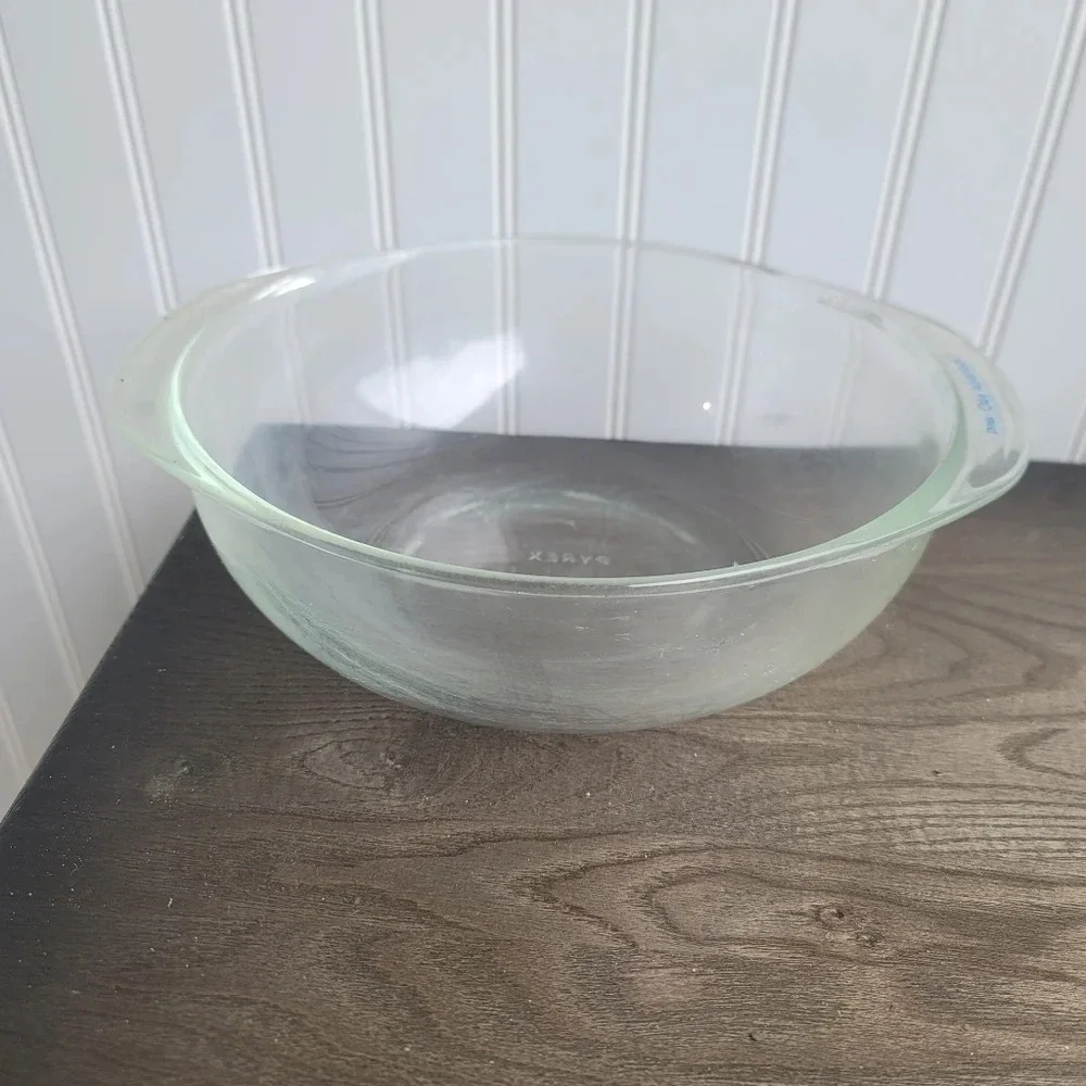 Vintage Pyrex #024 Clear Advantage Glass Round Quart 8.5